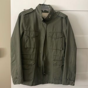 En Crème olive military cargo utility jacket 4 pockets drawstring